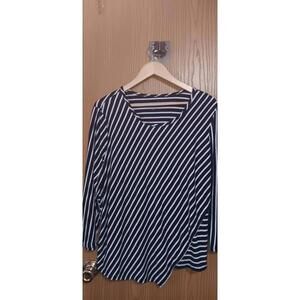 Jaclyn Smith Women's Long Sleeve Blouse Size XL Black And White Stripes